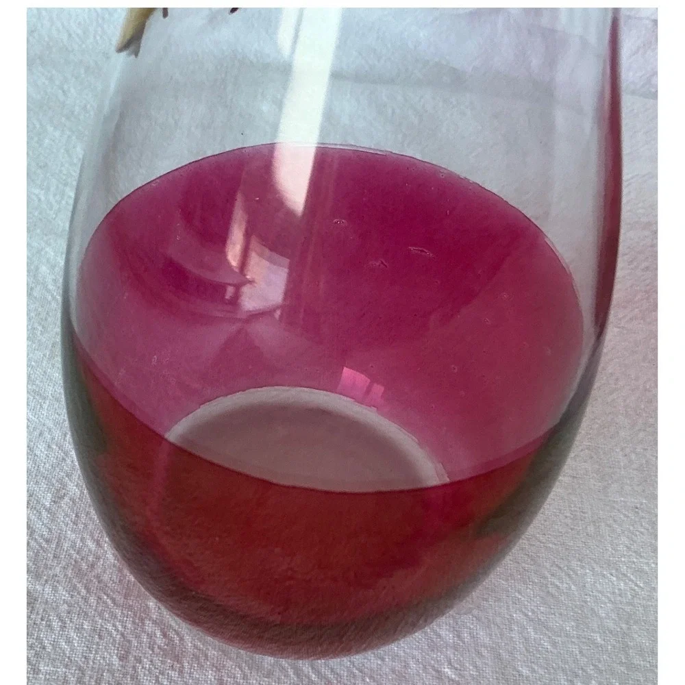 Bartlett Collins Vintage Glass Bud Vases Cranberry Red‎ Hand Painted Floral 8